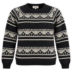 Vintage 80s Lord & Taylor Shetland Wool Nordic Sweater Sz M